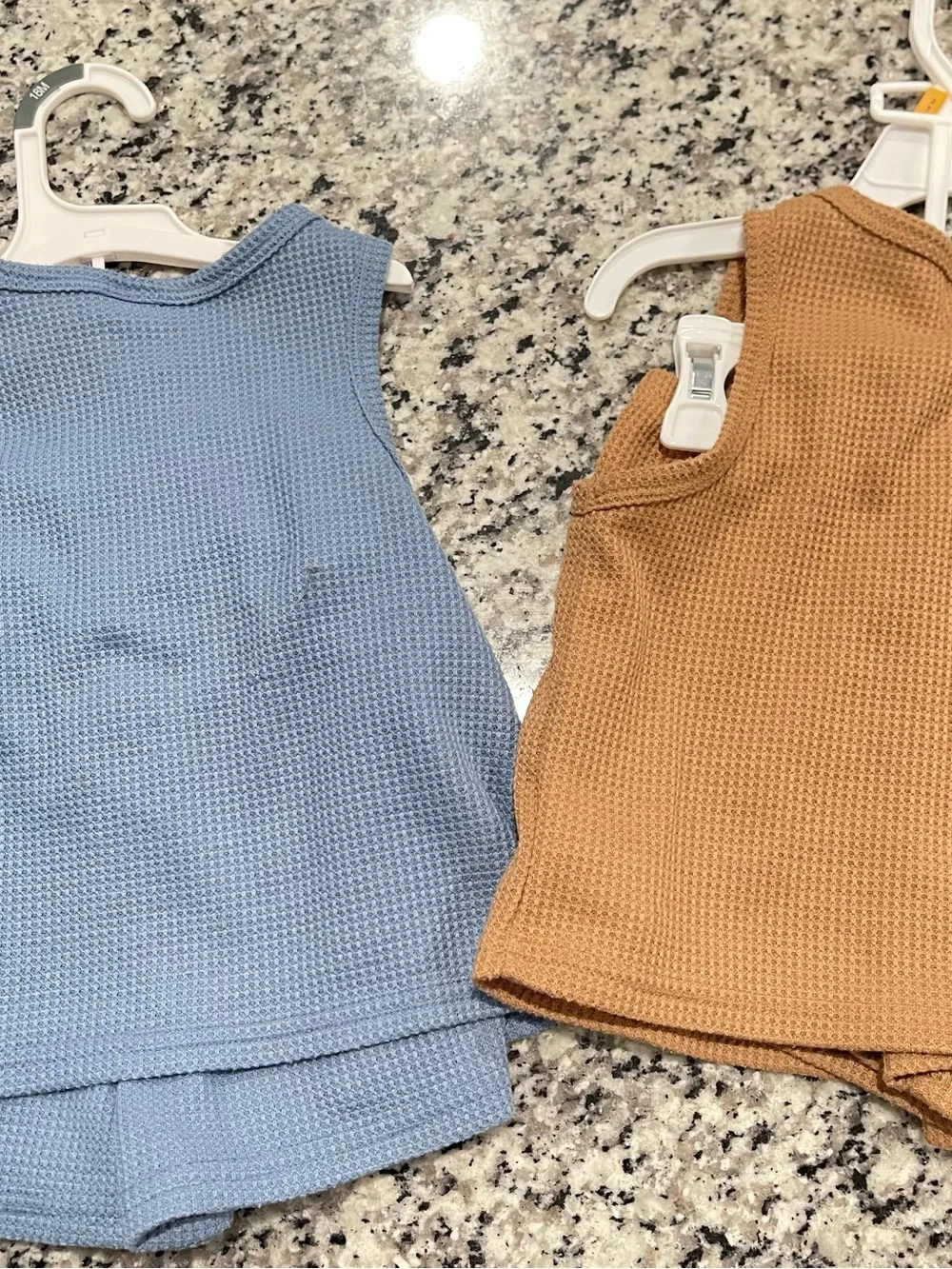 3 Pack Shein Size 2-3T | Waffle-Knit Tank & Short Set - Sage, Blue, Tan